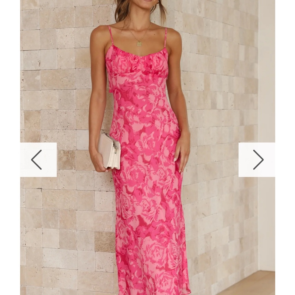Chic Pink Floral Maxi Dress